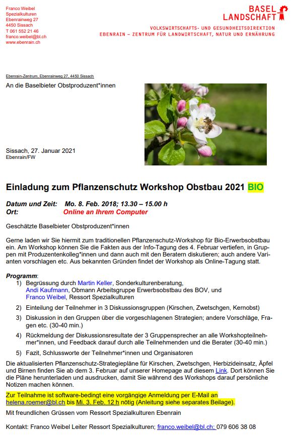 Einladung Online Workshop BIO 8.Feb.2021
