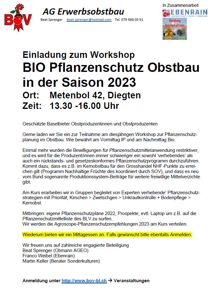 Einladung BIO Pflanzenschutz Workshop